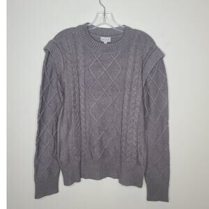 NWT Raya Cyrus Knits grey long sleeve cable knit sweater - SMALL